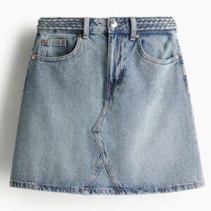 Braided-Detail Denim Skirt